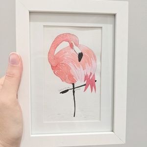 Watercolor Flamingo Painting